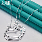 925 Silver Double Heart Pendant Necklace 18-30 Inch Chain