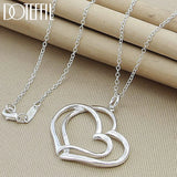 925 Silver Double Heart Pendant Necklace