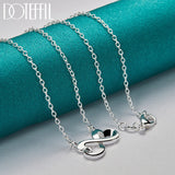 925 Silver Double Heart Pendant Necklace 18 inch Chain Wedding Charm