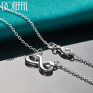 925 Silver Double Heart Pendant Necklace 18 inch Chain Wedding Charm