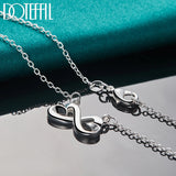 925 Silver Double Heart Pendant Necklace 18 inch Chain Wedding Charm