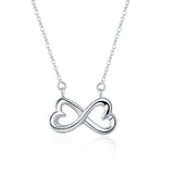 925 Silver Double Heart Pendant Necklace 18 inch Chain Wedding Charm