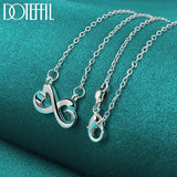925 Silver Double Heart Pendant Necklace 18 inch Chain Wedding Charm