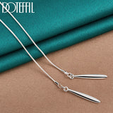 925 Silver Double Leaf 18 Inch Snake Chain Necklace Women Wedding Engagement
