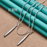925 Silver Double Leaf 18 Inch Snake Chain Necklace Women Wedding Engagement