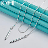 925 Silver Double Leaf 18 Inch Snake Chain Necklace Women Wedding Engagement