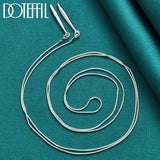 925 Silver Double Leaf 18 Inch Snake Chain Necklace Women Wedding Engagement