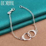 925 Silver Double Round Circle Bracelet Chain Women Man Wedding