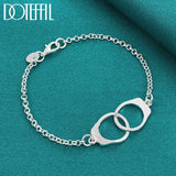 925 Silver Double Round Circle Bracelet Chain Women Man Wedding