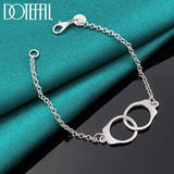 925 Silver Double Round Circle Bracelet Chain Women Man Wedding