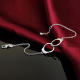 925 Silver Double Round Circle Bracelet for Women