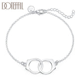 925 Silver Double Round Circle Bracelet for Women