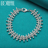 925 Silver Bead Chain Bracelet Double Row Wedding Engagement