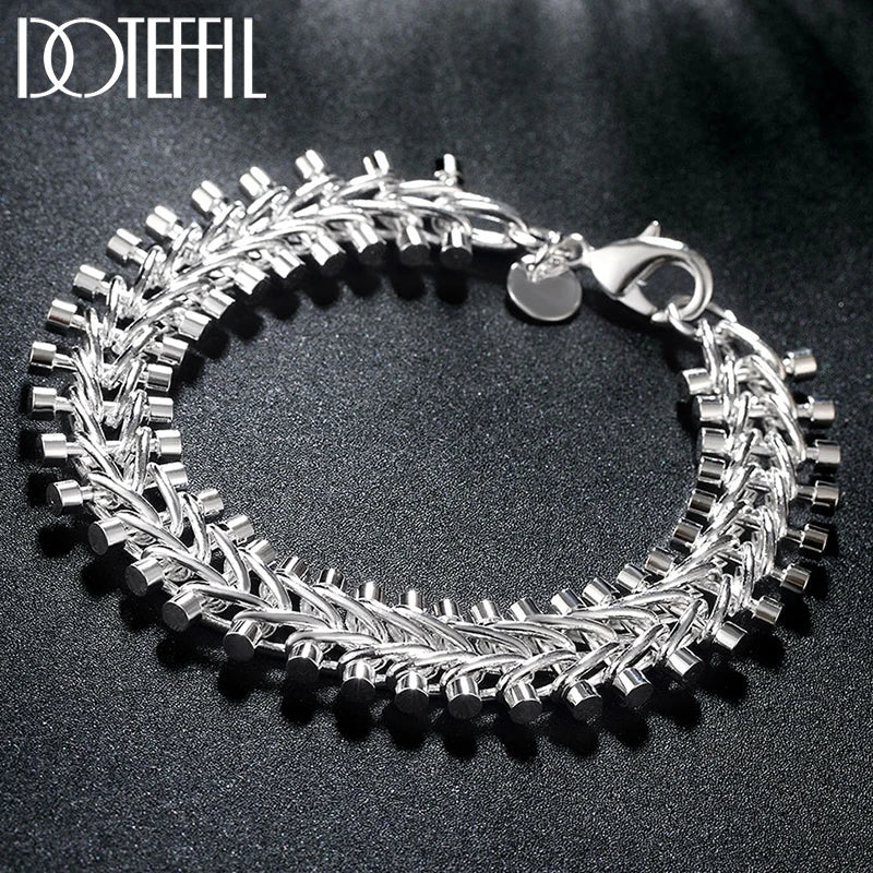 925 Silver Bead Chain Bracelet Double Row Wedding Engagement
