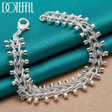 925 Silver Bead Chain Bracelet Double Row Wedding Engagement