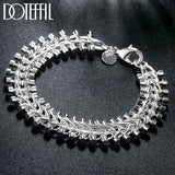 925 Silver Bead Chain Bracelet Double Row Wedding Engagement
