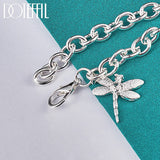 925 Silver Dragonfly Pendant Bracelet Thick Chain Wedding Party Jewelry