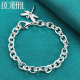 925 Silver Dragonfly Pendant Bracelet Thick Chain Wedding Party Jewelry