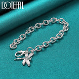 925 Silver Dragonfly Pendant Bracelet Thick Chain Wedding Party Jewelry