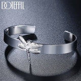 925 Silver Dragonfly Bangle Bracelet Wedding Engagement Charm Jewelry
