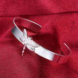 925 Silver Dragonfly Bangle Bracelet for Women
