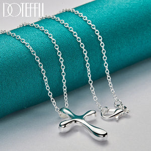 925 Silver Droplets Cross Pendant Necklace 18-30 Inches Chain