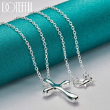 925 Silver Droplets Cross Pendant Necklace 18-30 Inches Chain