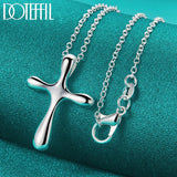 925 Silver Droplets Cross Pendant Necklace 18-30 Inches Chain