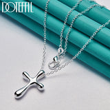 925 Silver Droplets Cross Pendant Necklace 18-30 Inches Chain