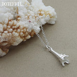 925 Silver Eiffel Tower Pendant Necklace 16-30 Inch Chain