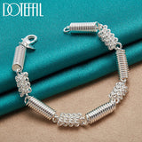 925 Silver Elasticity Circle Chain Bracelet Wedding Party Jewelry