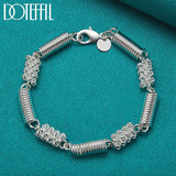 925 Silver Elasticity Circle Chain Bracelet Wedding Party Jewelry
