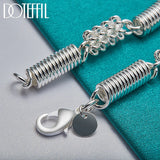 925 Silver Elasticity Circle Chain Bracelet Wedding Party Jewelry