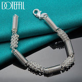 925 Silver Elasticity Circle Chain Bracelet Wedding Party Jewelry