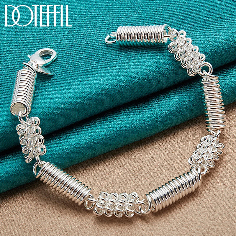 925 Silver Elasticity Circle Chain Bracelet Wedding Party Jewelry