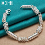 925 Silver Elasticity Circle Chain Bracelet Wedding Party Jewelry