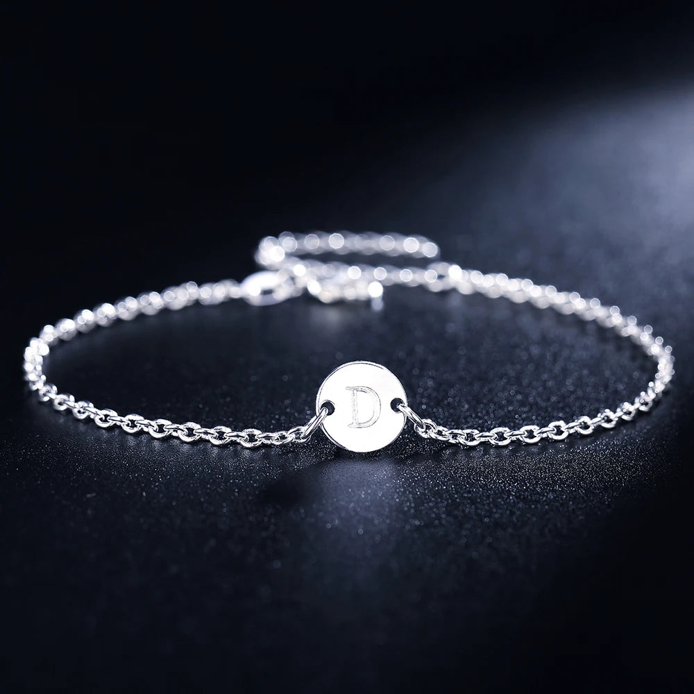 925 Silver Alphabet Tag Chain Bracelet For Women
