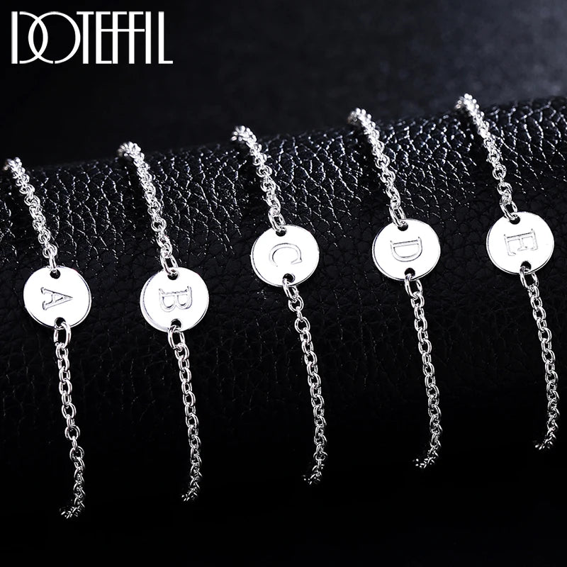 925 Sterling Silver Alphabet Tag Bracelet for Women