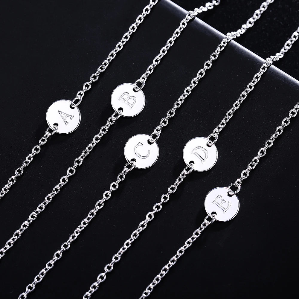 925 Sterling Silver Alphabet Tag Bracelet for Women