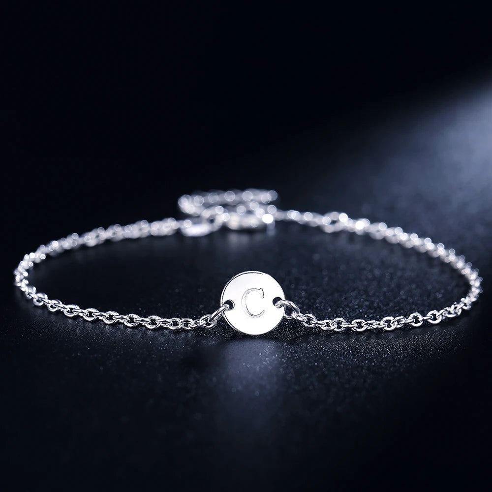 925 Sterling Silver Alphabet Tag Bracelet for Women