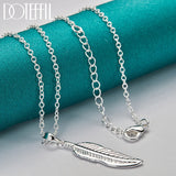 925 Silver Feather Pendant Necklace 16-26" Chain Wedding Charm Jewelry