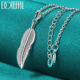 925 Silver Feather Pendant Necklace 16-26" Chain Wedding Charm Jewelry