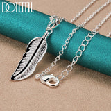 925 Silver Feather Pendant Necklace 16-26" Chain Wedding Charm Jewelry