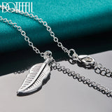 925 Silver Feather Pendant Necklace 16-26" Chain Wedding Charm Jewelry