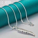 925 Silver Feather Pendant Necklace Snake Chain 18-30 Inch Women Wedding Jewelry