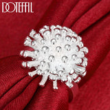 925 Silver Firework Coral Ring Wedding Engagement Charm Jewelry