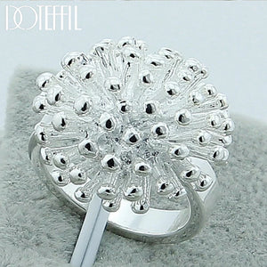 925 Silver Firework Coral Ring Wedding Engagement Jewelry