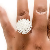 925 Silver Firework Coral Ring Wedding Engagement Jewelry