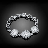 925 Silver Firework Flower Bracelet Women Wedding Party Jewelry