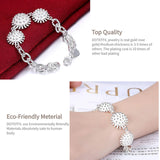925 Silver Firework Flower Bracelet Women Wedding Party Jewelry